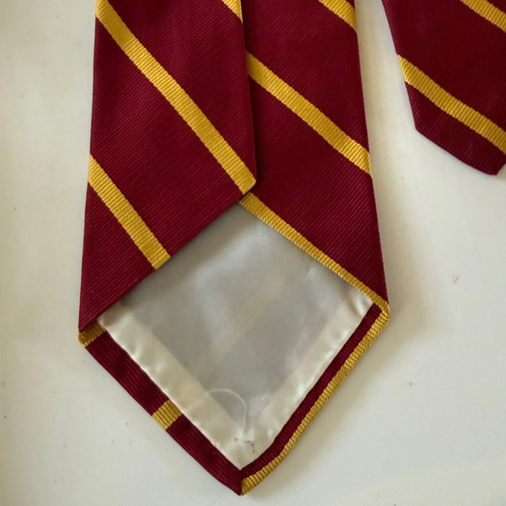 Brooks Brothers Makers Silk Maroon and Gold Striped Tie - Woven in England